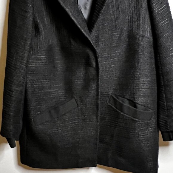 MAJE Tweed Pattern Faux Fur Coat Size M - Picture 8 of 8